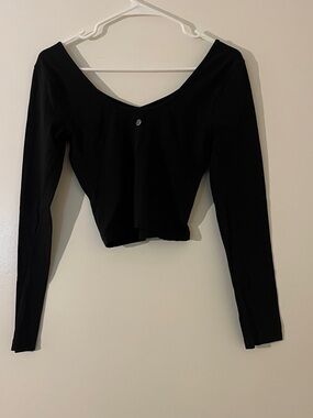 lululemon Align Black Long-Sleeve Cropped Top - Ballet Scoop Neck